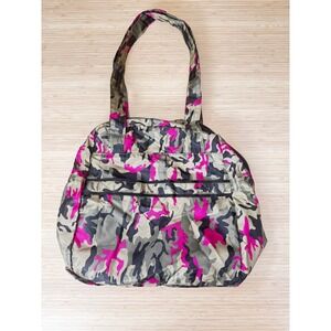 Lug Camo Pink Black Green Nylon Tote Shoulder Bag EXCELLENT CONDITION Packable